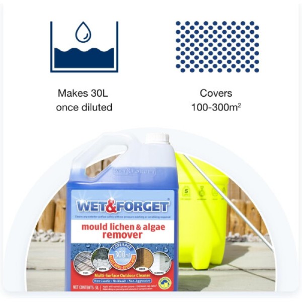 ウェット＆フォーゲット カビ・コケ・藻類除去剤 屋外用洗浄液 黒カビ除去剤 漂白剤不使用 5Lボトル